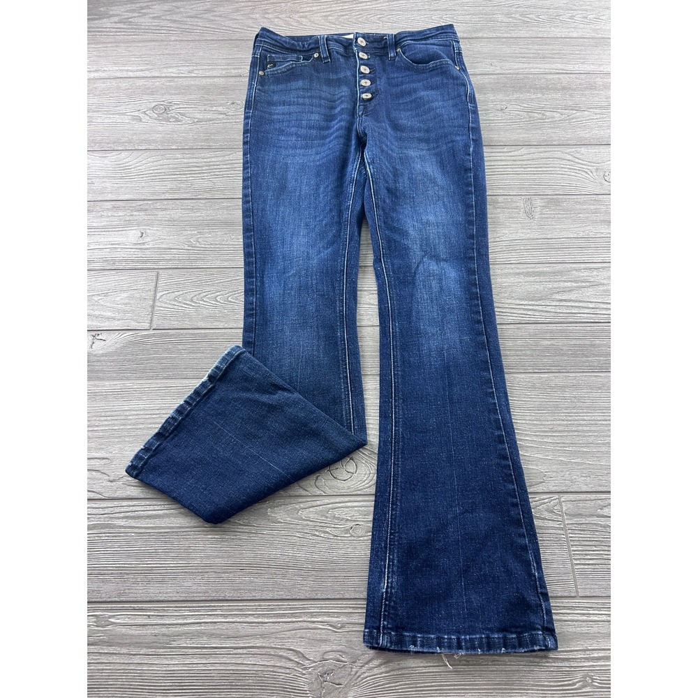 Kancan High Rise Flare Jeans Dark Wash Button Fly KC7348D Women Size 7 27